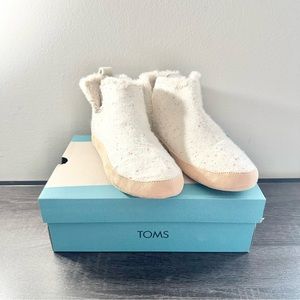 TOMS Lola Repreve Slipper Recycled Speckled Print Twill Booties Size 7